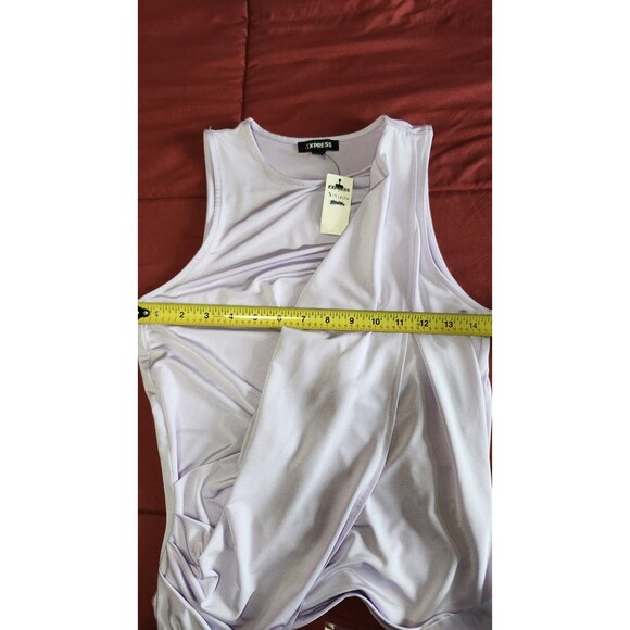 Express Light Lavender Sleeveless Faux Wrap Blouse XS NWT Asymmetrical Top - Picture 6 of 8